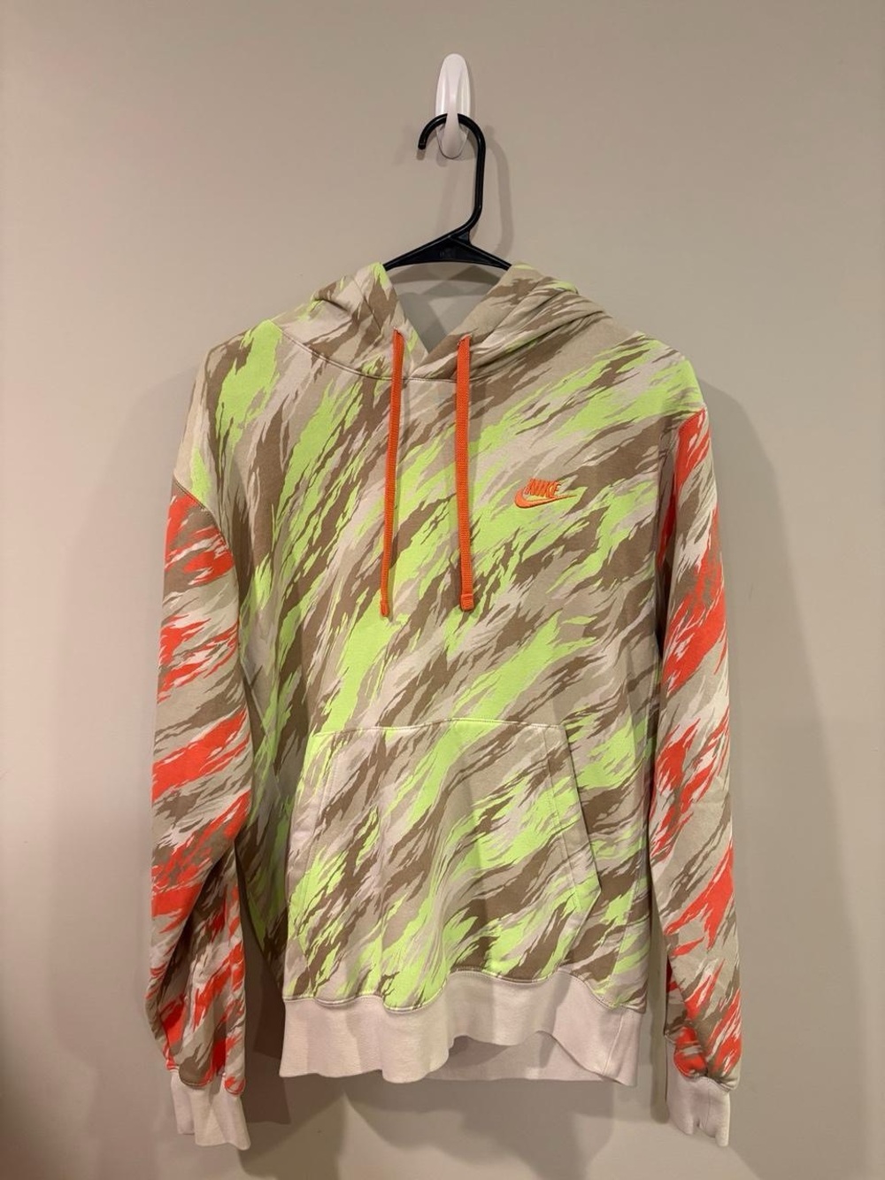 Nike Neon Green & Orange Camo Pullover Hoodie